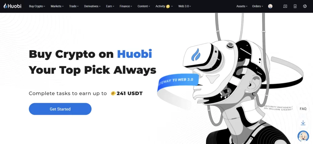 Huobi Website screenshot
