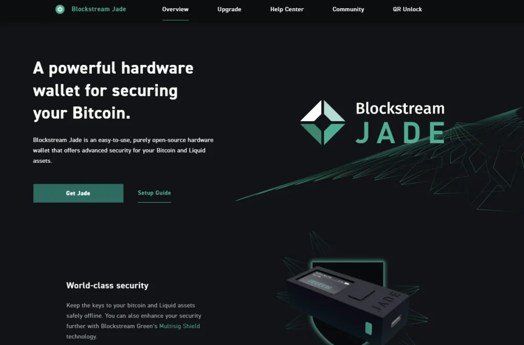 Blockstream Jade cold wallet for crypto