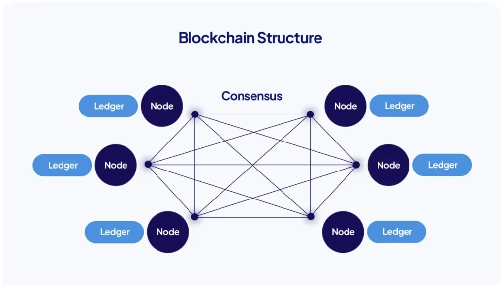 Explaining blockchain structure.
