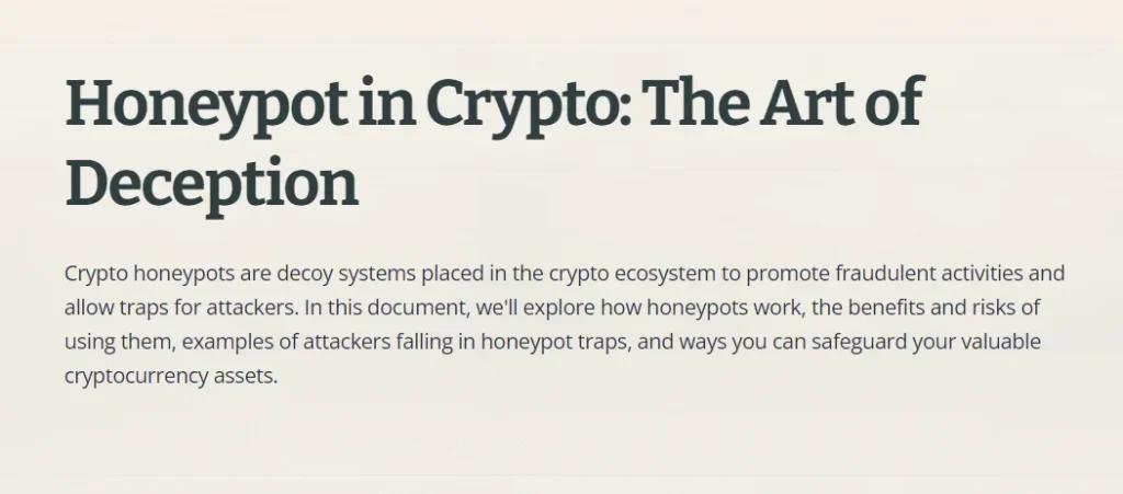 Honeypot in crypto defination
