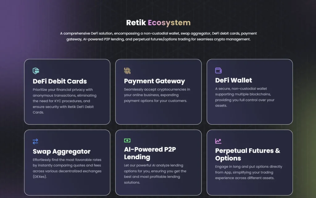 Retik Finance ecosystem