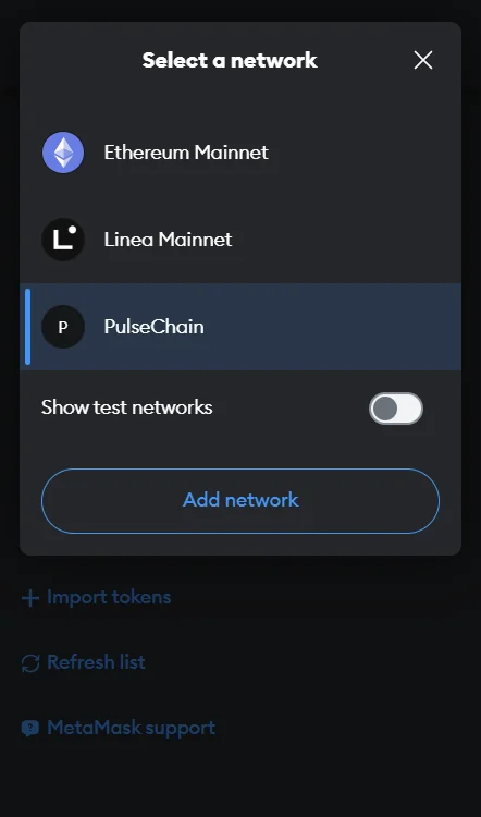  Saving and Switching to Pulse Chain in metamask